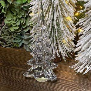 Pottery Barn Solid Thick Glass Tiered Sparkling Crystal Christmas Tree